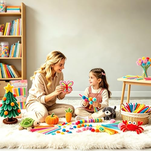 Image of Pipe Cleaners Bulk Craft,200PCS Multicolor Arts & Crafts Supplies Chenille Stems,School Supplies Kids Toys for Ages 8-1,Pipe Cleaner Flower Kit Crafts for Adults,Christmas Decorations /Home Decor Gift