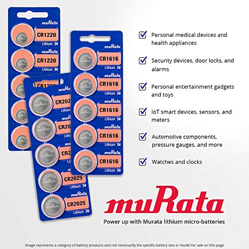 Batería de botón Murata CR2025 3V paquete 10 unidades miniatura 4