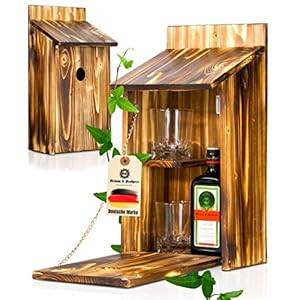 Grimm & Brothers: Vogelhaus Minibar-inkl. 2 Whisky Gläser-Platz für große Schnaps Flasche-Minibar-Männer Geschenke…