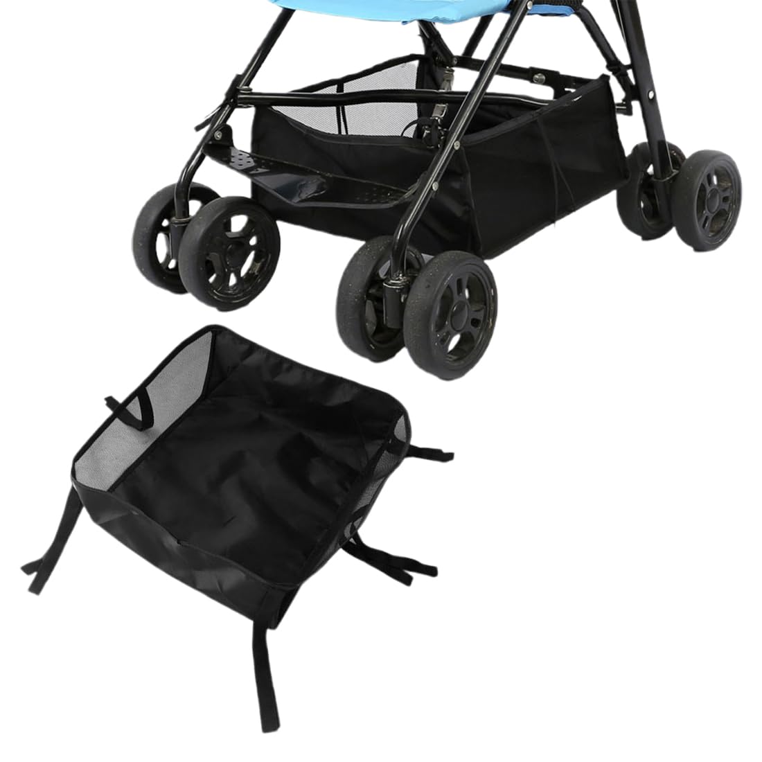 1 pezzo di borsa portaoggetti in rete per passeggino, cestino portaoggetti universale per passeggino, può contenere articoli per bambini.