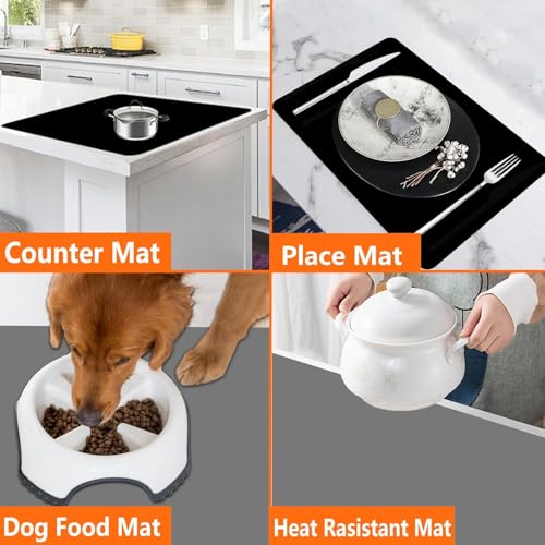 Image of 40''x32''(100cmx80cm) Extra Large Silicone Mat for Kitchen Counter, Heat Resistant Countertop Protector, Non-Slip Waterproof Kitchen Island Mat, Easy to Clean, Light Gray