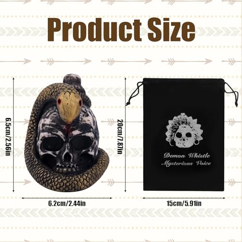 Aztec Death Whistle, 125 Decibels + Loudest Mexican Death Whistle with Drawstring Pouch Snake Winding Design Authentic Human Sounding Screams Skull for Collectible Halloween Gag Gift - Image 3