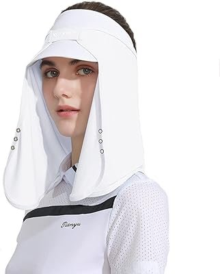 Unisex Sun Protection Golf Neck Shade Cap Drape UPF 50+ Cooling Face Covering (White)
