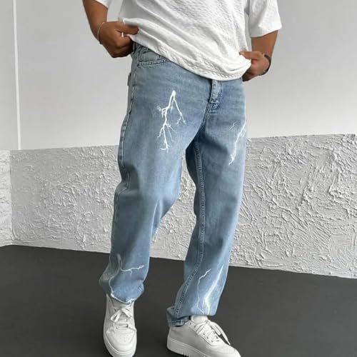 Jeans for Men Vintage Washed Straight Leg Jean Pants Teen Boys Fashion Hip Hop Streetwear Stretch Denim Pants Jeans2