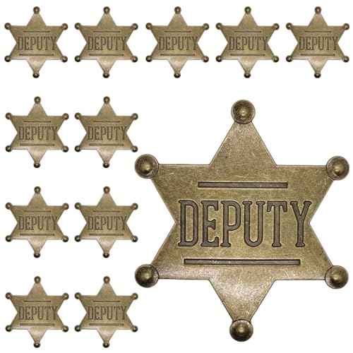 Mzztino Deputy Sheriff Abzeichen Cowboy Party Dekoration Abzeichen Western Polizei Weste Abzeichen Cosplay Deputy Police Abzeichen für Erwachsene, Small, Eisen, Kein Edelstein