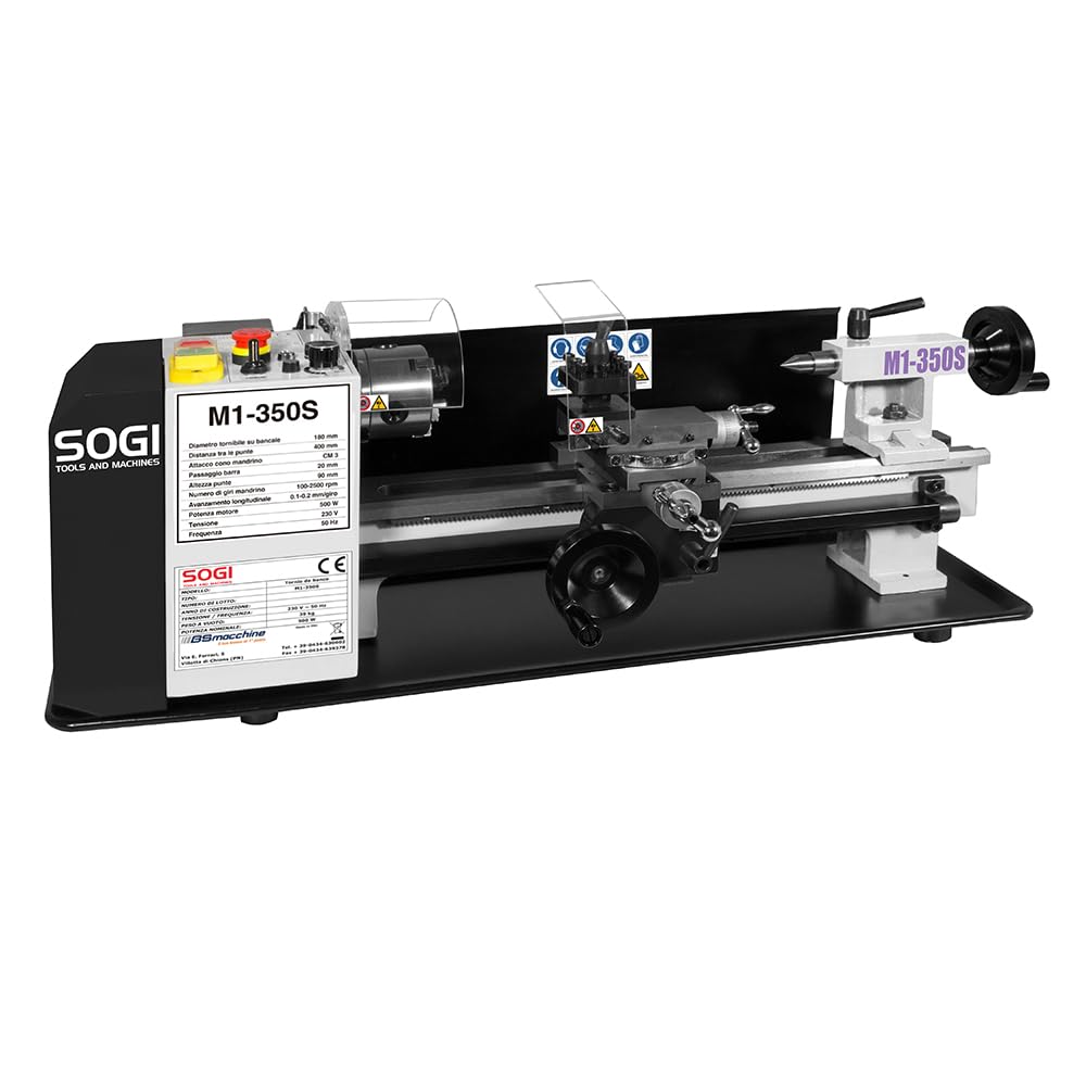 Sogi, M1–350S - Torno de sobremesa de precisión 180 x 350 mm, motor CC paralelo
