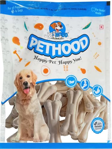 Image of 5 inch Rawhide Dog Chew Bones - Pack of 12 . Chicken Flavour . Protein‑Rich, Low‑Fat Dental Chews for Medium & Adult Dogs . No Added Colours or Preservatives