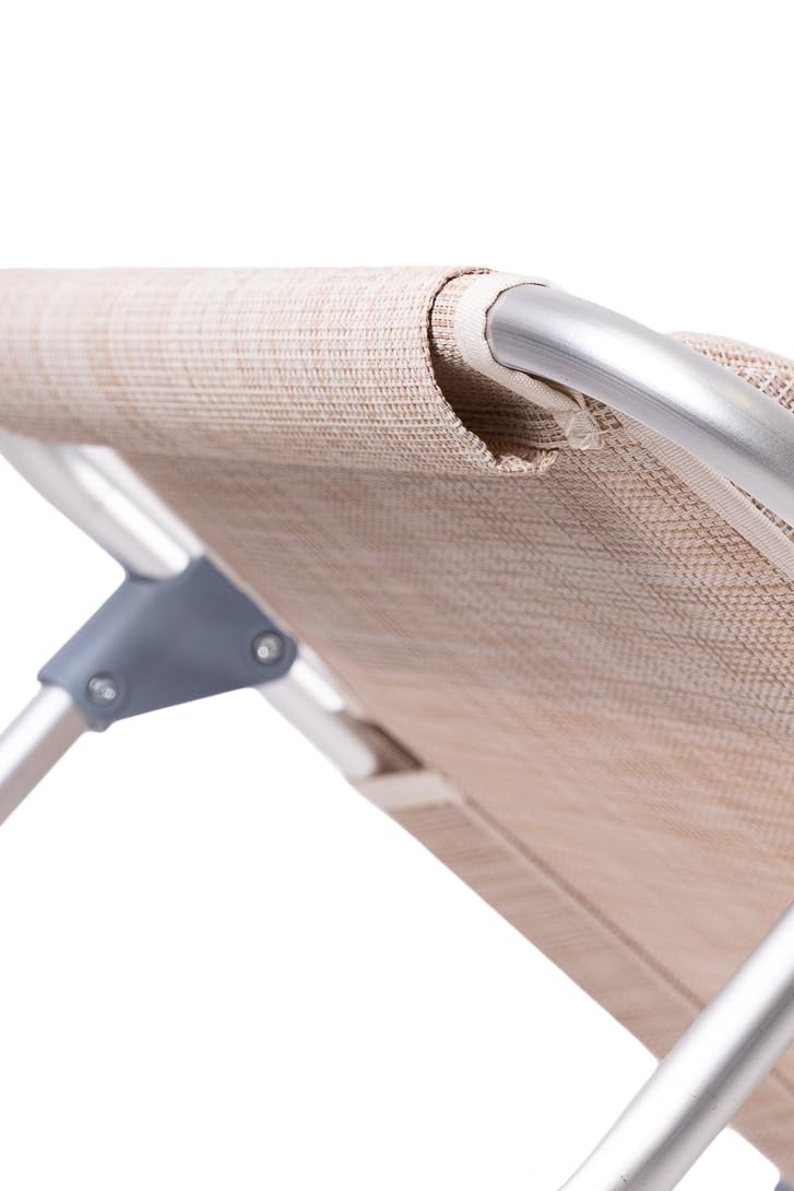 XONE Sedie Sdraio Ribaltabili Pieghevoli Alluminio Textilene Beige Melange 48,5x60x80 cm 2 pz