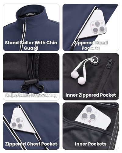 WULFUL Men's Windproof Lightweight Golf Vest Outerwear with Pockets, Softshell Sleeveless Jacket for Travel Hiking Running3