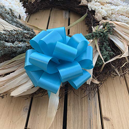 Turquoise Decorative Pull Bows - 5" Wide, Set Of 10, Christmas, Gift Bows, Easter, Spring, Summer, Wreath, Swag, Garland, Gift Basket, Presents, Birthday, Fundraiser #TOP3