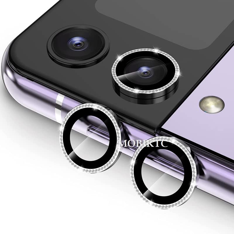 Image of for Samsung Galaxy Z Flip 4 Camera Lens Screen Protector, Alloy Matelic Ring Individual Anti Scratch Tempered Glass Camera Cover for Galaxy Z Flip 4 5G, 1 Pack (Silve Diamond)