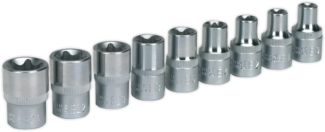 Sealey Ak230 TRX-Star Female Socket Set 9Pc 1/2Sq Drive E10-E24