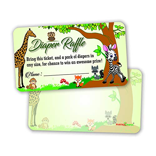 PARTH IMPEX Diaper Raffle Tickets for Baby Shower Girl Boy Gender Reveal Invitations Insert Cards (Pack of 50) Woodland