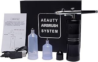 Cordless Airbrush Kit Przenośne pędzel powietrza Zestaw Handheld Spray Pistolet do Ciasto Dekorowanie Makeup Art Paznokci Rysunek Malarstwo Tatuaż Narzędzia do piaskowania (Color : Black)