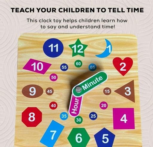 PopPlop Learning Time Teaching Clock Board with Hour & Minute Wooden Watch Toy for Kids - Image 2 thumbnail
