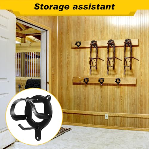 Image of Silkfly 1 Count Horse Bridle Hooks for Tack Room Black Bridle Racks Metal Horse Tack Storage Halter Hangers Bracket Holder with Tubes and Screws Horses Barn Supplies