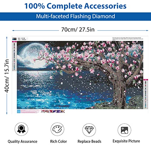 Image of HASTHIP 5D Diamond Painting Kit for Adults 27.5 X 15.7 Inch Lake Moon