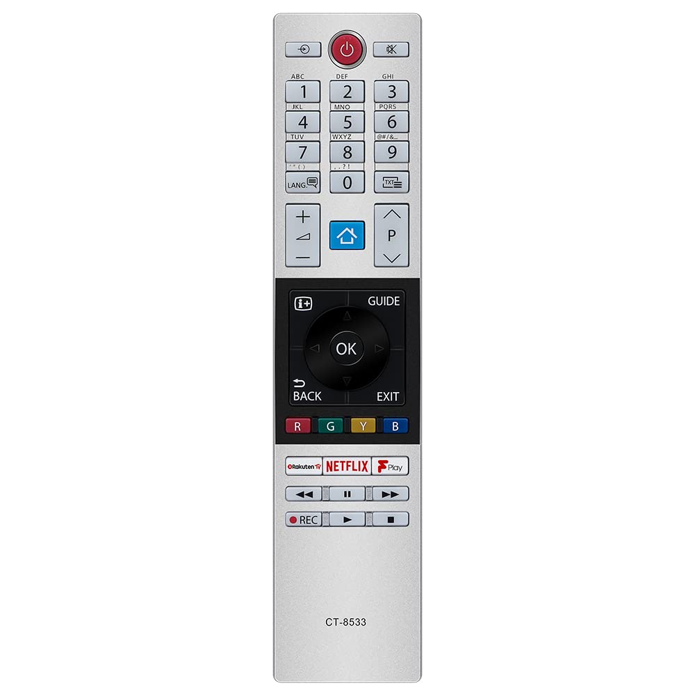 Gvirtue 30099654 CT-8533 CT8533 CT8541 RC42150 Remote Control Compatible with Toshiba Full HD 4K Ultra Smart LED TV with Rakuten TV Netflix F play Freeview Buttons, No Setup Required