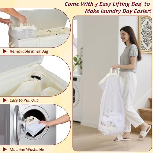 Vincona 3-Section Laundry Hamper 195L thumbnail 6