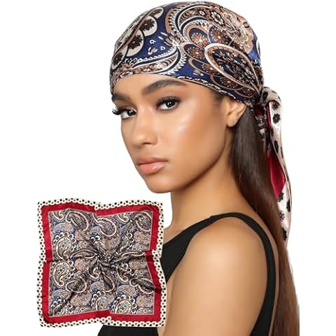 AWAYTR 35” Satin Head Scarf for Women Like Silk Scarf for Hair Scarf Satin Hair Bandana Women Headscarf Hair Wrap Scarf Neck (Red) Cover
