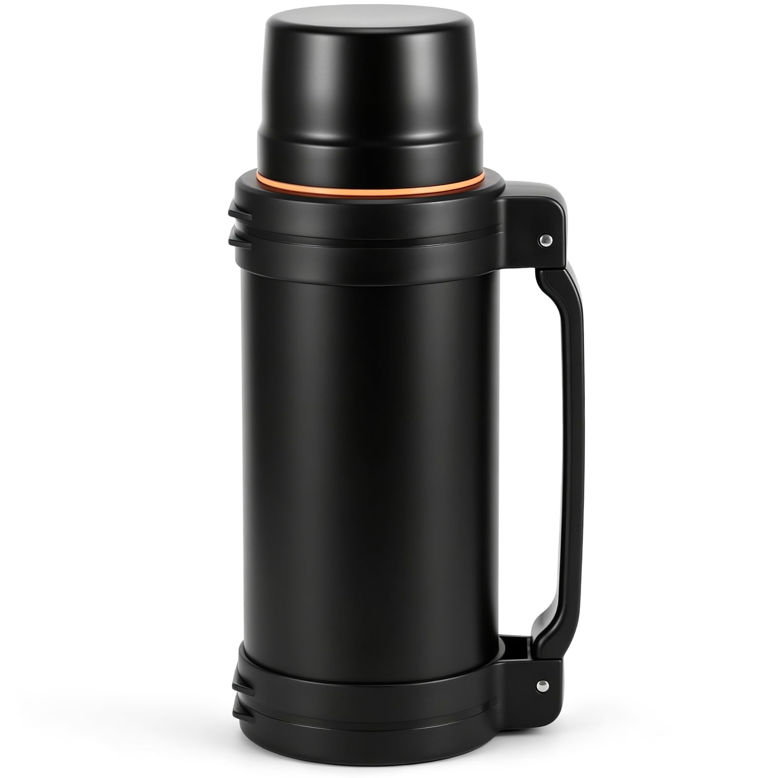 Flask for Hot Drinks, 2L Large Stainless Steel Thermal Flask for Hot and Cold Drinks, Leakproof Vacuum Insulated Bottle with Handle and Strap,Portable Travel Water Bottle for Camping,Fishing & Working