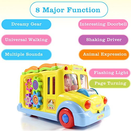 Fisca Intellectual Musical School Bus, Learning Educational Toys For Baby & Toddler, Electronic Car With Lights For 1 2 3 Year Old Boys And Girls #TOP1