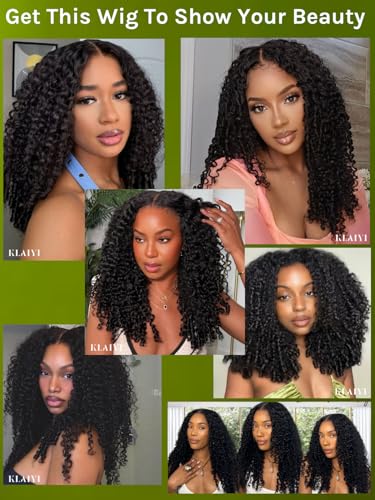 Image of KLAIYI Burmese Curly Bye Bye Knots Glueless Wig Human Hair 7x5 Precut Lace Front Wig with Finger Coil Ends Pre Plucked Bleached Spiral Curls 30S Ready to Wear and Go Beginner Wig with Baby Hair 24Inch