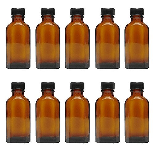 Viva Haushaltswaren - Frasco de farmacia de cristal marrón, incluye etiquetas 10x 50ml Negro