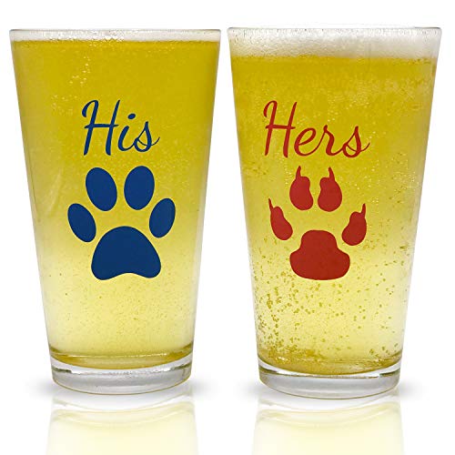 His and Hers Pint Beer Glasses Gift Set | Funny Engagement or Wedding