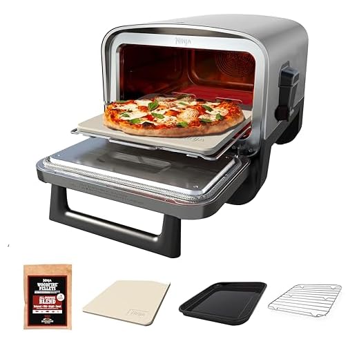 Ninja Woodfire Outdoor Pizza Oven, 8-in-1 Portable Electric Roaster Oven, Heats up to 700°F, 5 Artisan Pizza Settings, Integrated BBQ Smoker Box, Includes Flavored Wood Pellets, Grey (Renewed)