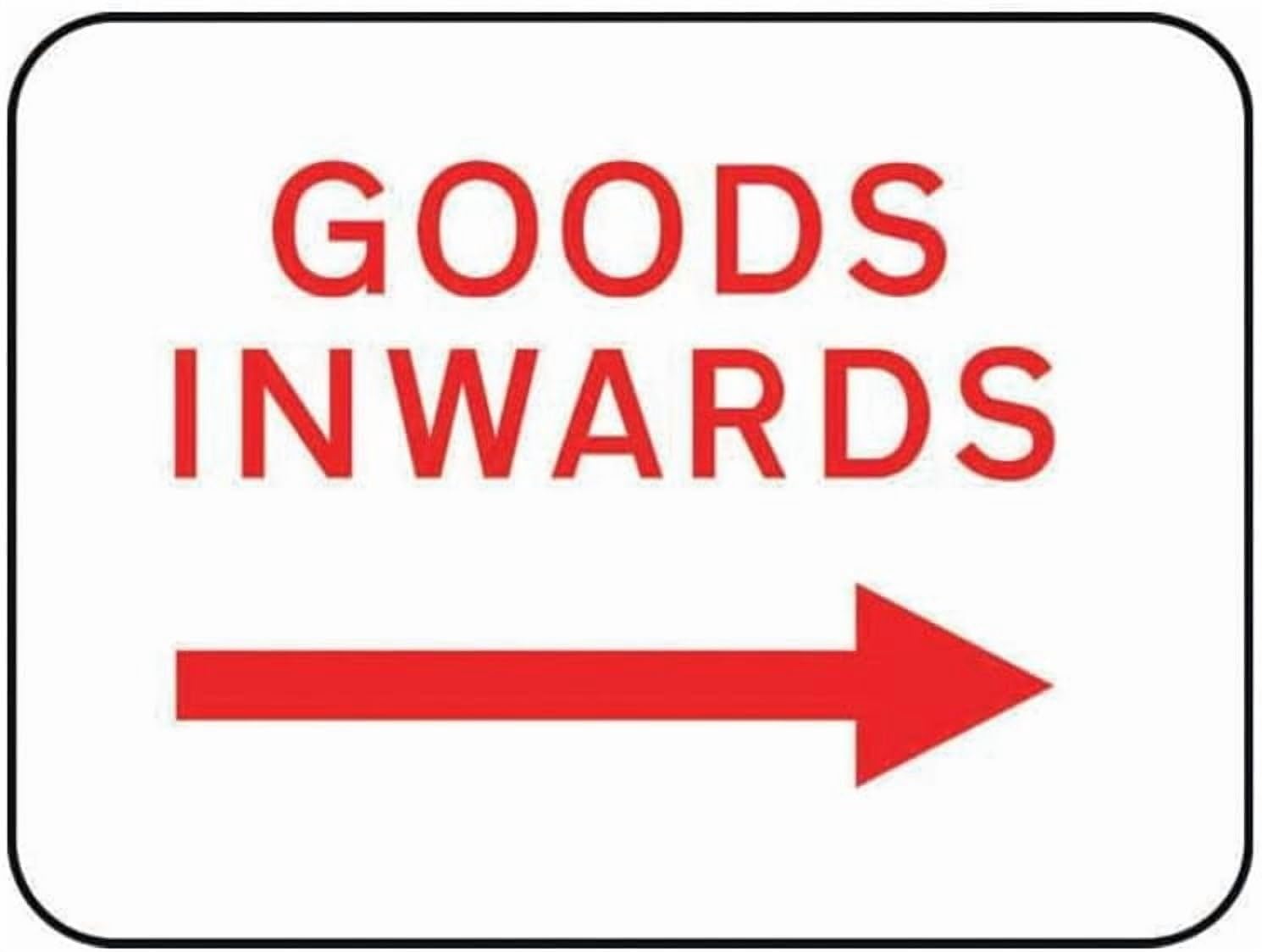 (2-Pack) Metal Tin Sign GOODS INWARDS ARROW RIGHT' ROAD SIGN Site Safety Sign 8x12 Inch Notice Danger Warning Caution for Outdoor & Indoor