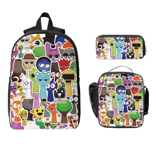 Cute Cartoon Backpack Set Large Capacity Laptop Travel Work Backpacks Set 3in 1