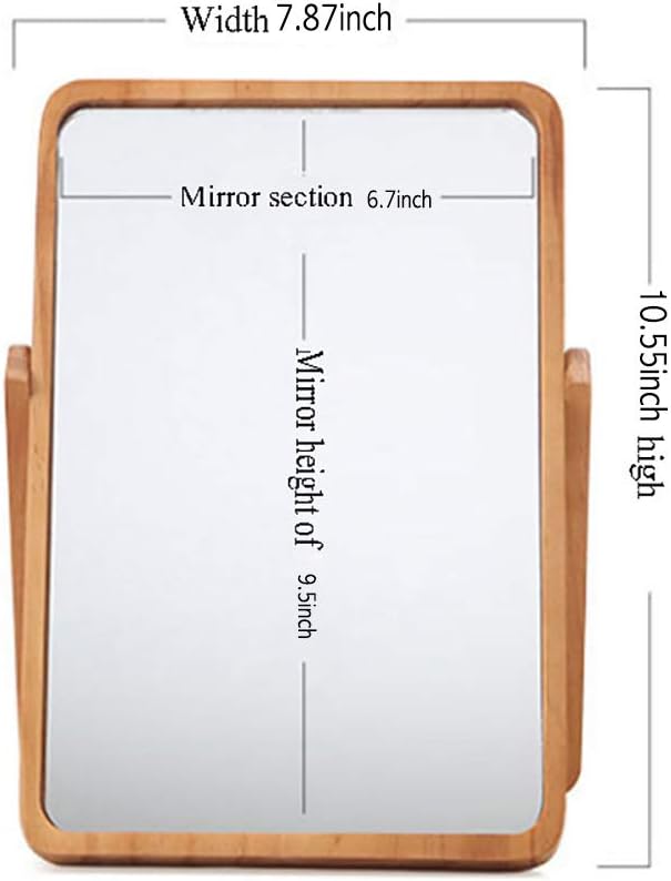 ZOROSY Wood Table Vanity Makeup Mirrors - Rectangle Wall-Mounted Mirrors Desk Mirrors for Living Room Bedroom Birthday Gifts