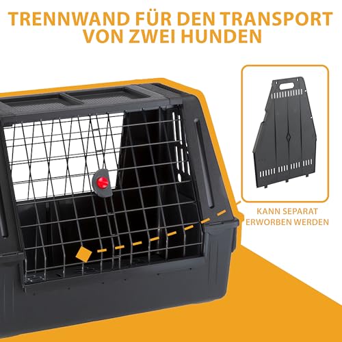 Ferplast Hundebox Auto, Atlas CAR 80 Scenic, extra Belüftung, Ablagefach, Doppelte Schiebeöffnung mit Sicherheitshaken, Abtropfmatte L 82 x W 51 x H 61 cm – Max 20 kg