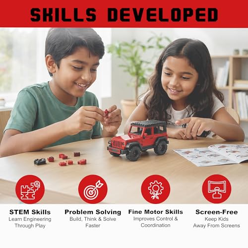 Image of Premium Building Blocks Set for Kids Age 6+ | 300+ Pieces DIY Construction Toy | STEM Educational Learning Toy | Develops Problem Solving & Fine Motor Skills | Screen (Nomad 4x4)