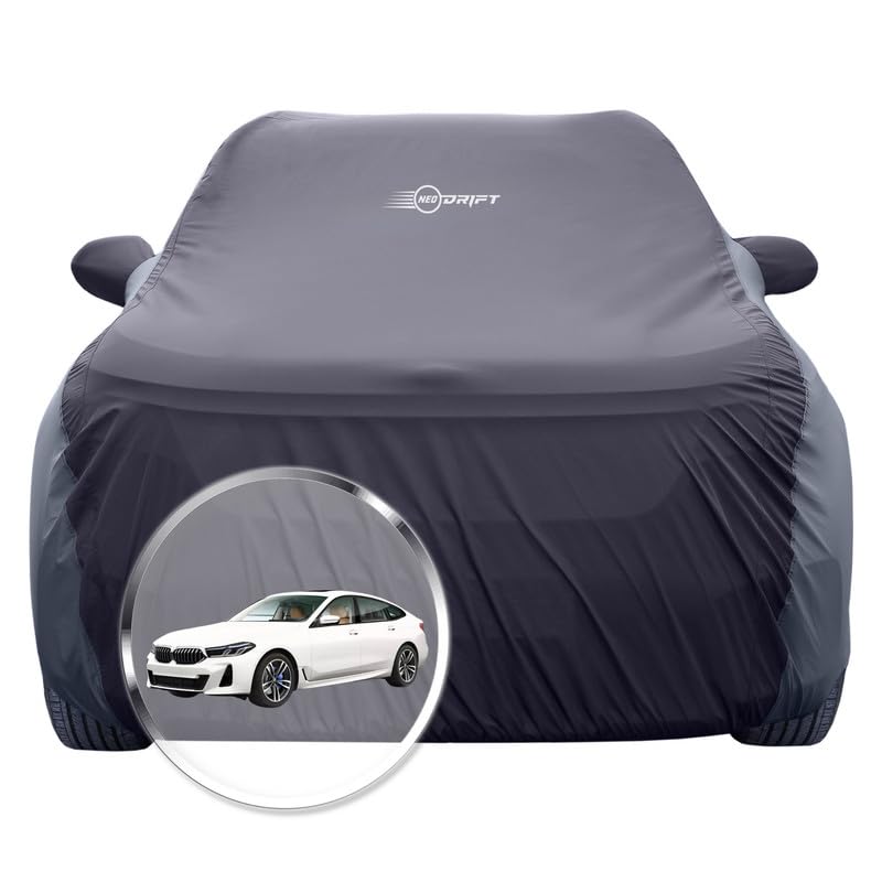 Image of NEODRIFT 'SuperTech' Car Cover for BMW 5 Series GT (100% Water-Resistant, All Weather Protection, Tailored Fit, Multi-Layered & Breathable Fabric) (Colour: Black+D.Grey)