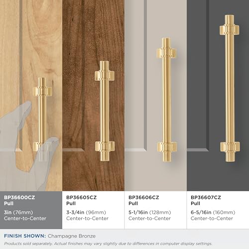 Image of Amerock | Cabinet Pull | Champagne Bronze | 3 inch (76 mm) Center to Center | Davenport | 1 Pack | Drawer Pull | Drawer Handle | Cabinet Hardware