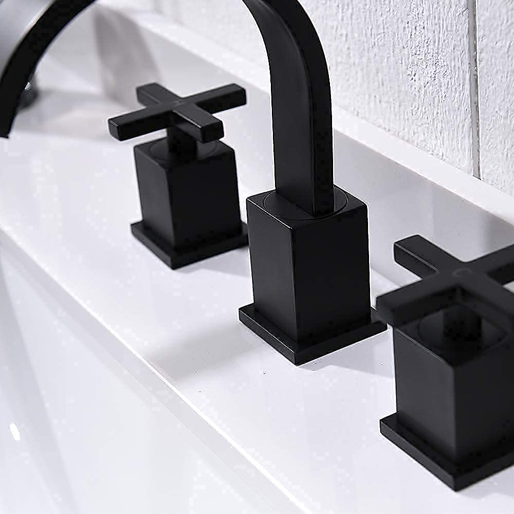 Rubinetto per lavabo a Due Maniglie da 8 Pollici con Scarico a Scomparsa e valvola, in Bronzo Anticato.