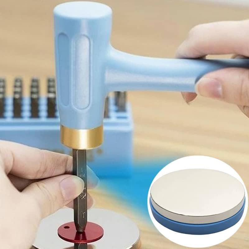 Metal Leather Stamping Kit for Jewelry Making Numbers Alphabet Stamp Punch Hammer Steel Bench Block Imprinting Punch Tools (1Set (Steel Bench Block+Hammer))