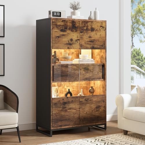 Merax Vitrina transparente con iluminación...