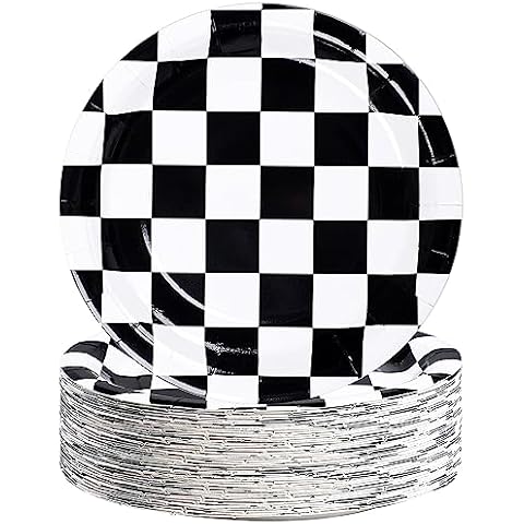 Fairooth Racing Car Checkered Flag Paper Plates Cover