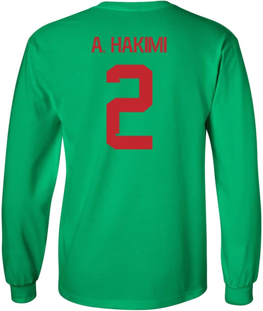 FLAURA Morocco Soccer #2 Hakimi World Football Fans Adult Long Sleeve Tshirt