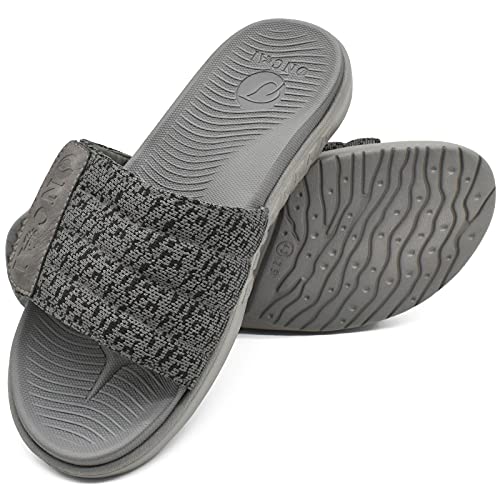 Image of ONCAI Mens Slide Sandals Open Toe Athletic Adjustable Straps Orthotic Plantar Fasciitis Sport Sandals with Soft Cushion Arch Support Footbed Size 7-13