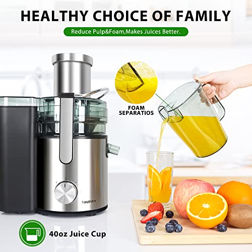 1000W 3-Speed Led Centrifugal Juicer Machines Vegetable And Fruit, Healnitor Juice Extractor With Stainless Steel 3.5" Big Mouth, Easy Clean, Bpa-Free, High Juice Yield, Silver #TOP6