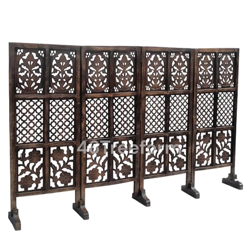 Image of Wooden Room Partition /Screen /Room Divider /Room Separator for Livng Room Bedroom Home Office Restarurant Hallway 20Inches Wide (4 Panel 4 Feet with Stands)