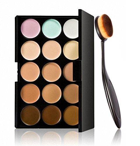 XILALU Cosmetic Makeup Blusher Toothbrush Curve Foundation Brush+15 Colors Concealer