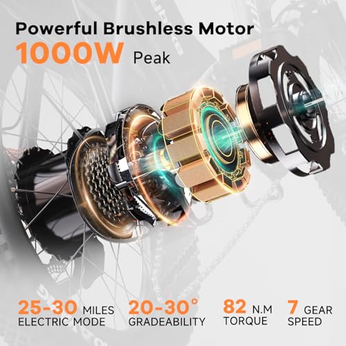 1000W Folding Electric Bike,48V 20AH Removable Battery E