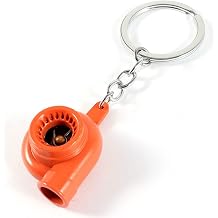 Ruilogod Silver Tone Ring Orange Turbo Shape Pendant Keychain Keyring id 6d2 40d c15 0f8 f86