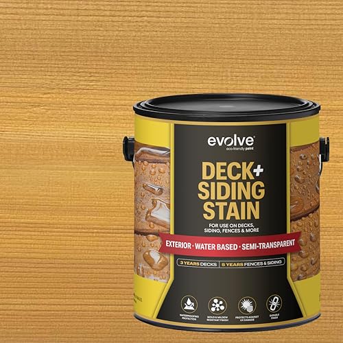 Evolve Semi-Transparent Deck & Siding Stain, (Honey Gold), 1 Gallon – Premium Deck & Exterior Wood Finish, Fade Resistant, Enhanced Protection for Cedar, Redwood & Hardwood