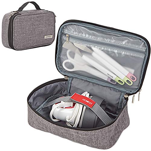 HOMEST 2 Compartments Carrying Case for Circut Easy Press Mini, Tote Bag Compatible with Mini Heat Press Machine and Accessories, Grey (Patent Design)
